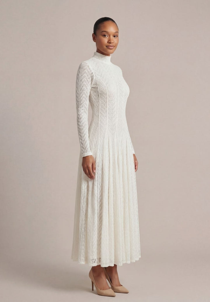 Pointelle High-Neck Gown