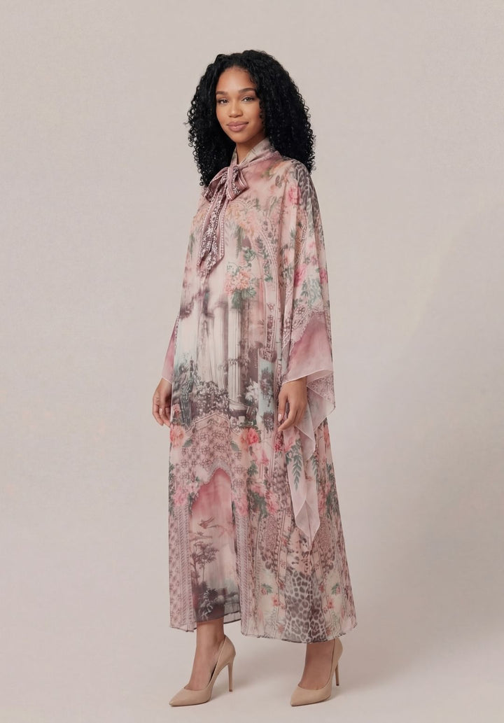 Printed Tie-Neck Kaftan