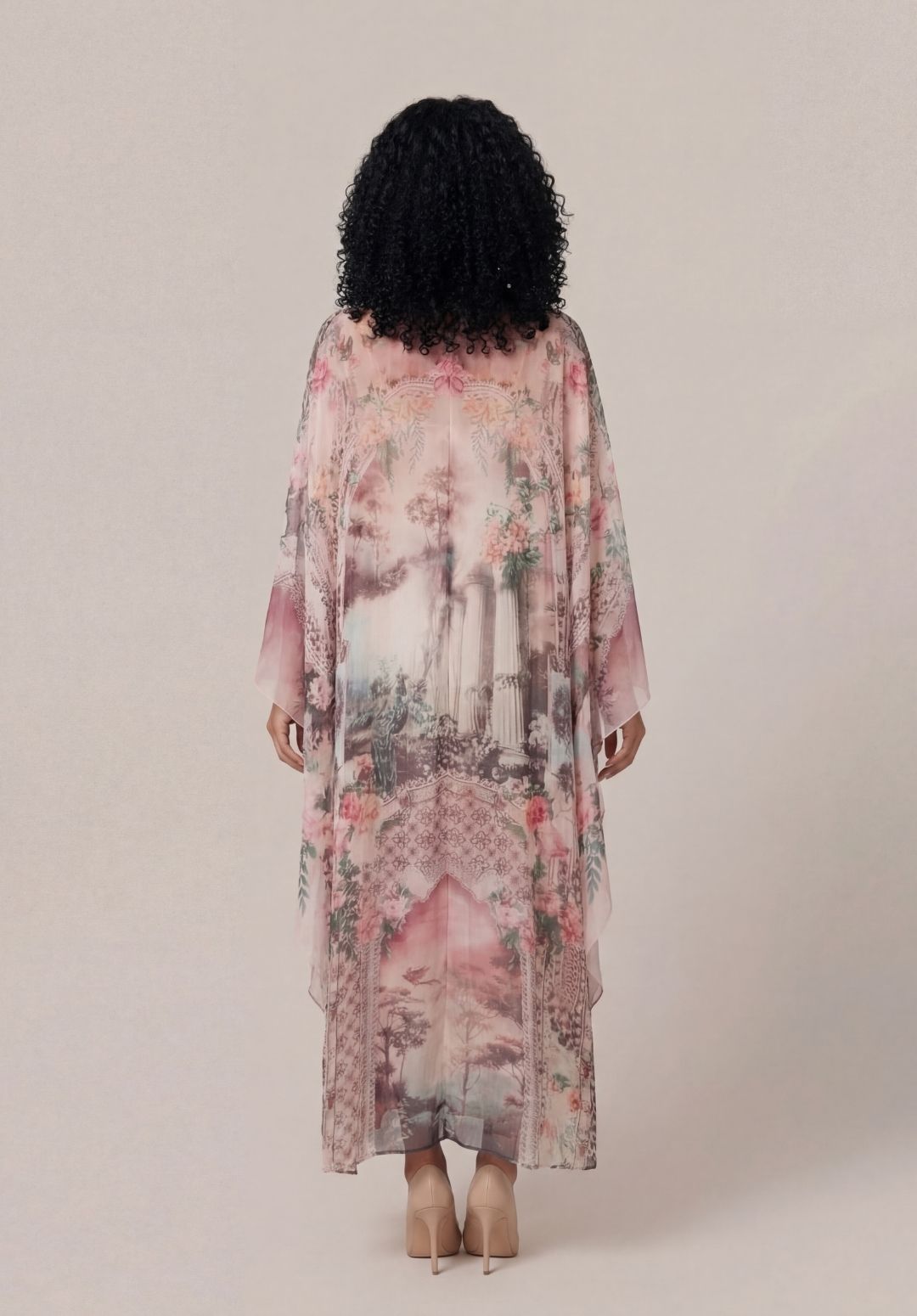 Printed Tie-Neck Kaftan