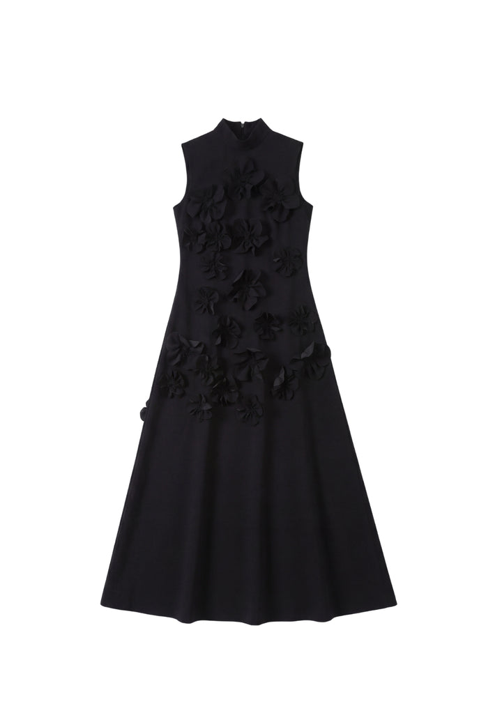 Rosette High-Neck Dress