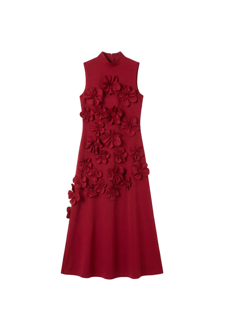 Rosette High-Neck Dress