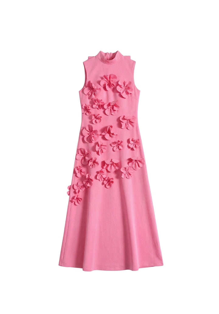 Rosette High-Neck Dress