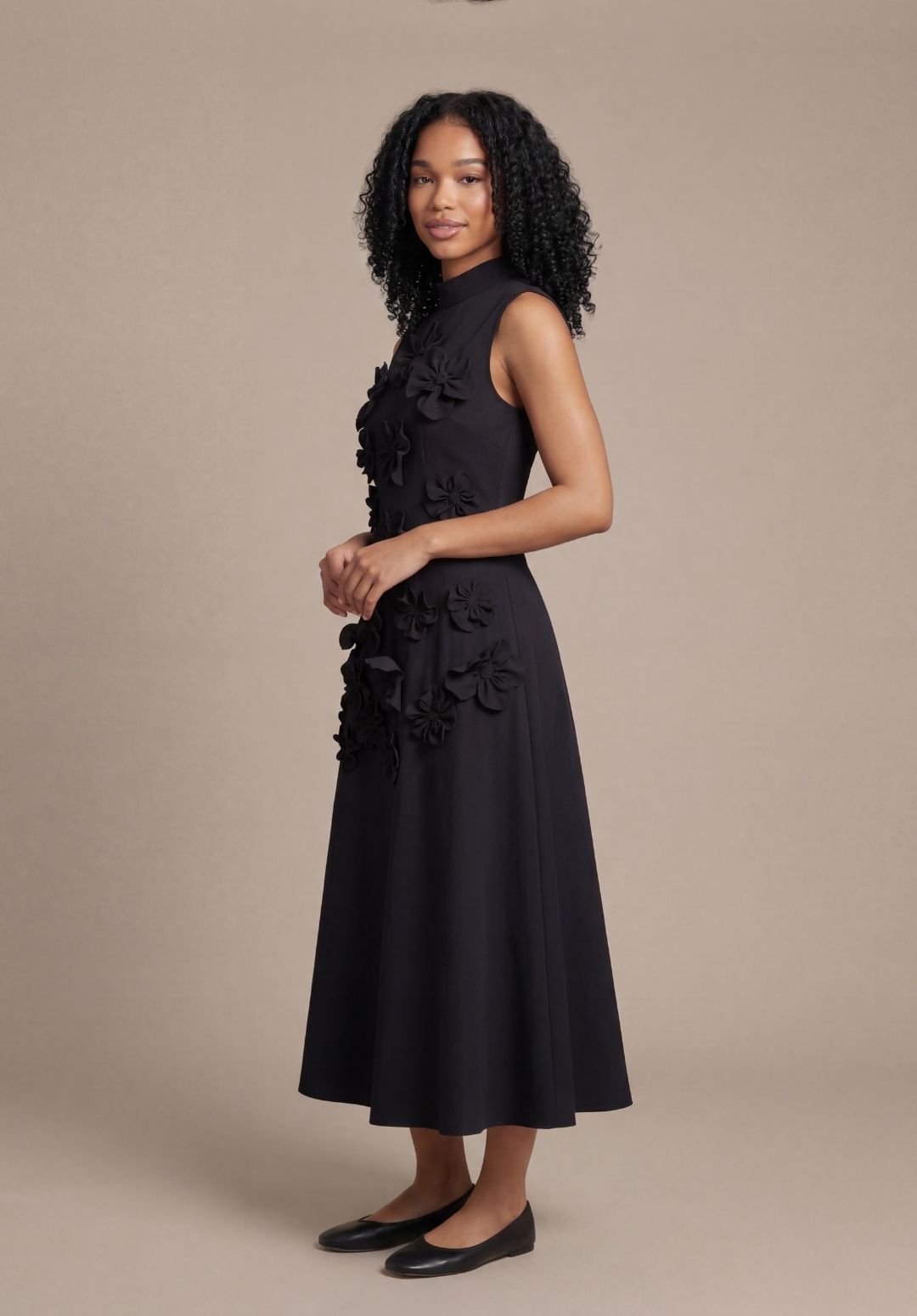 Rosette High-Neck Dress