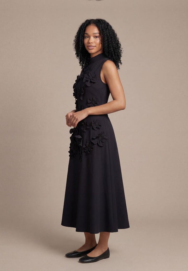 Rosette High-Neck Dress