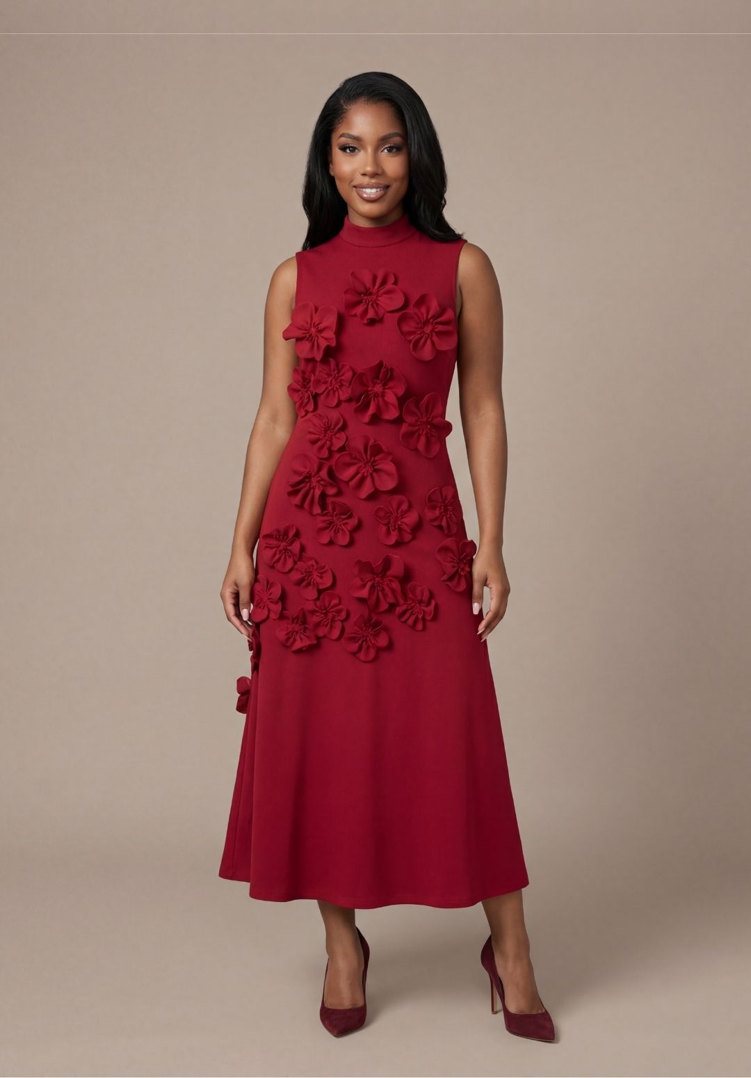 Rosette High-Neck Dress