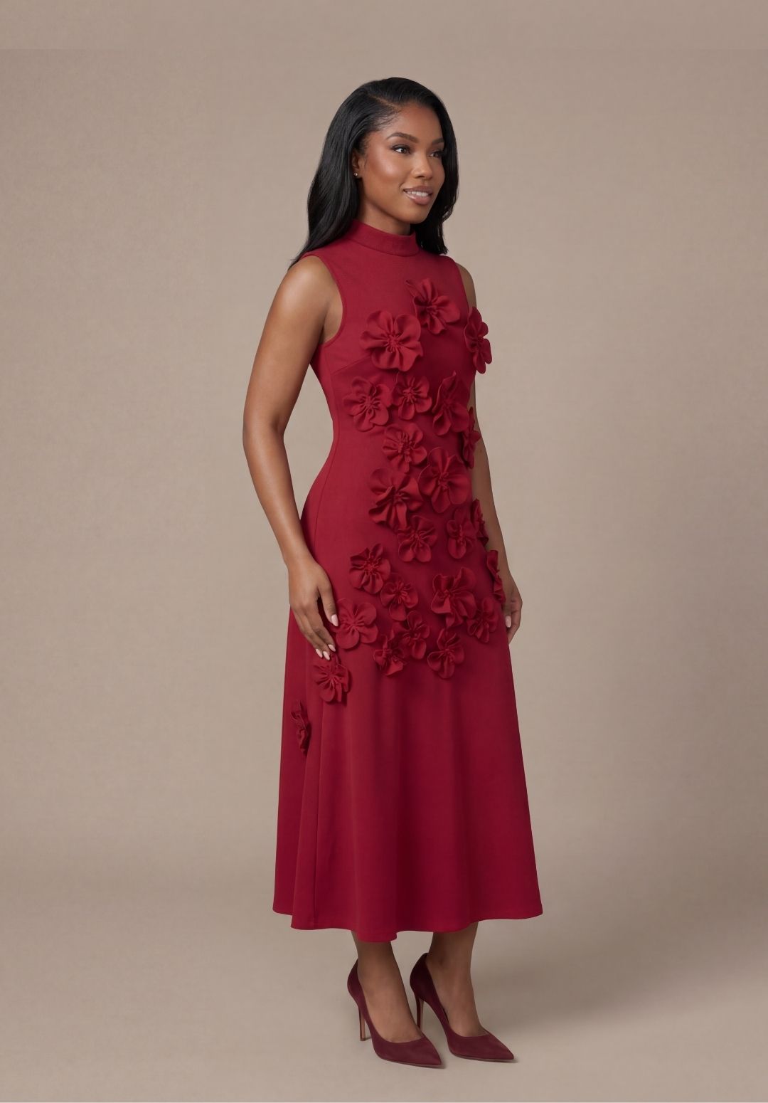 Rosette High-Neck Dress