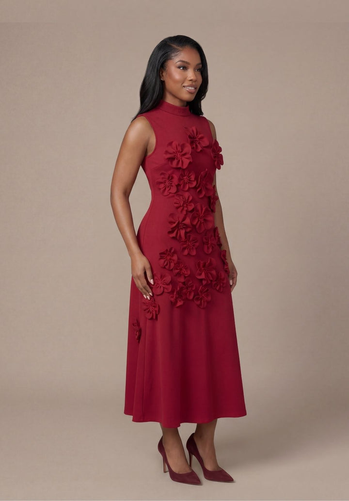 Rosette High-Neck Dress