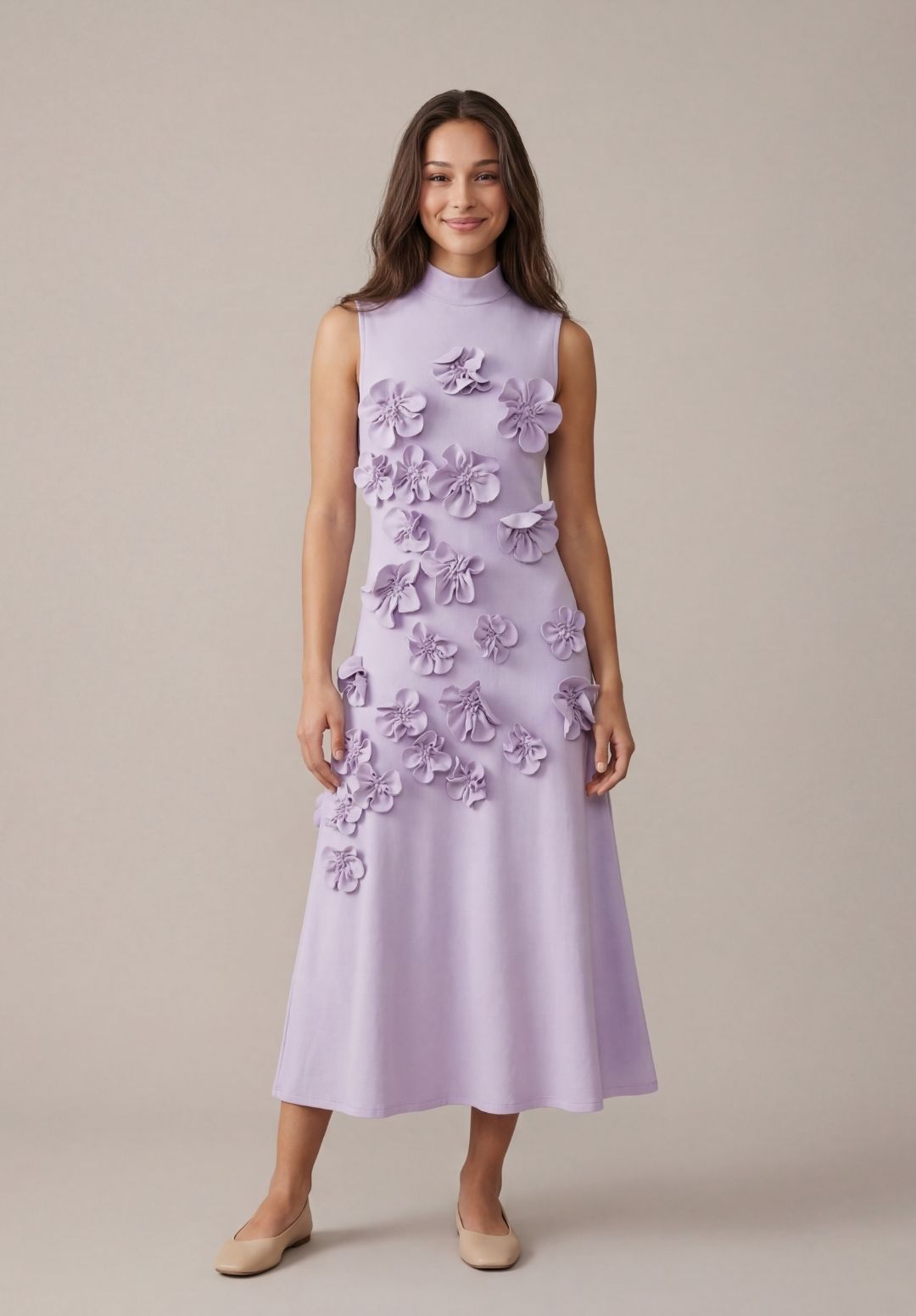 Rosette High-Neck Dress