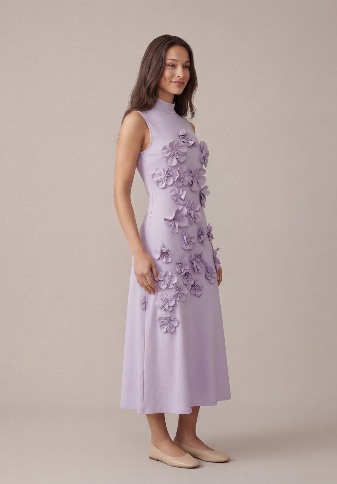 Rosette High-Neck Dress