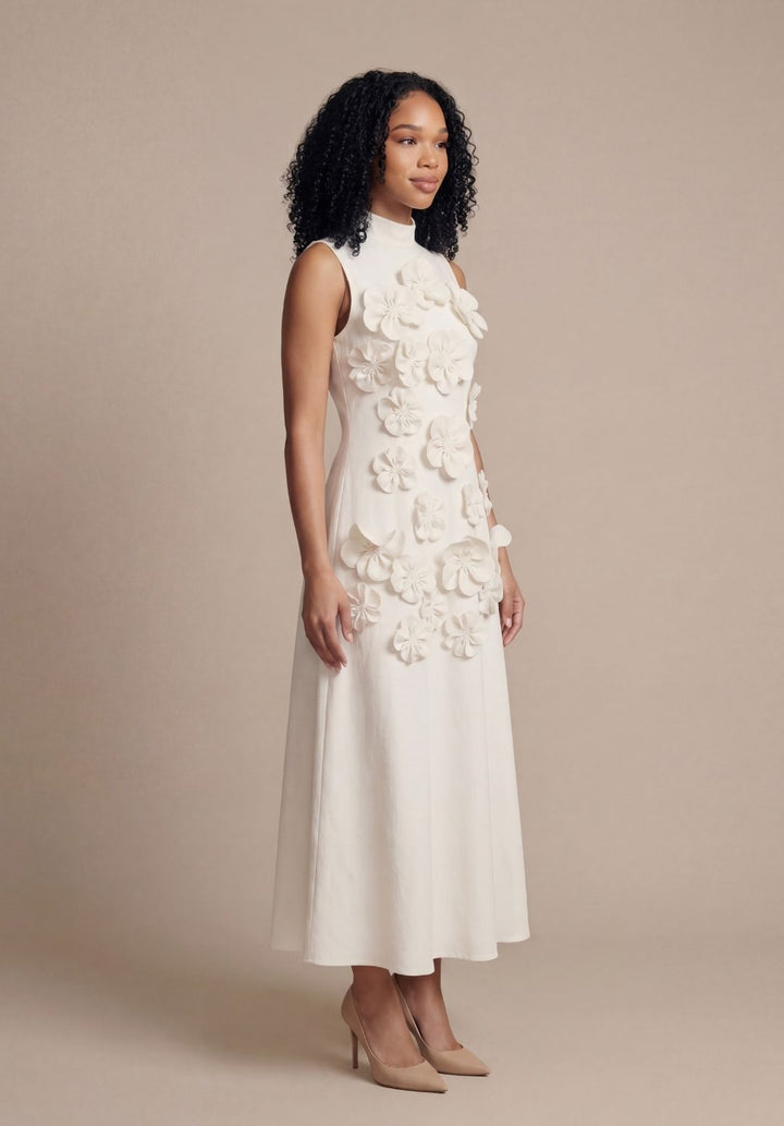 Rosette High-Neck Dress