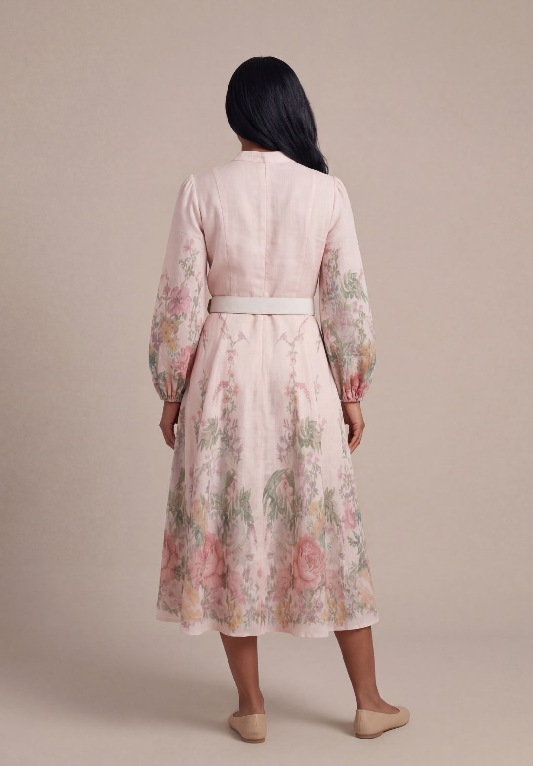 Rosewood Lantern-Sleeve Dress