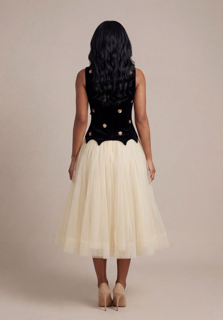 Soirée Velvet Bodice Dress