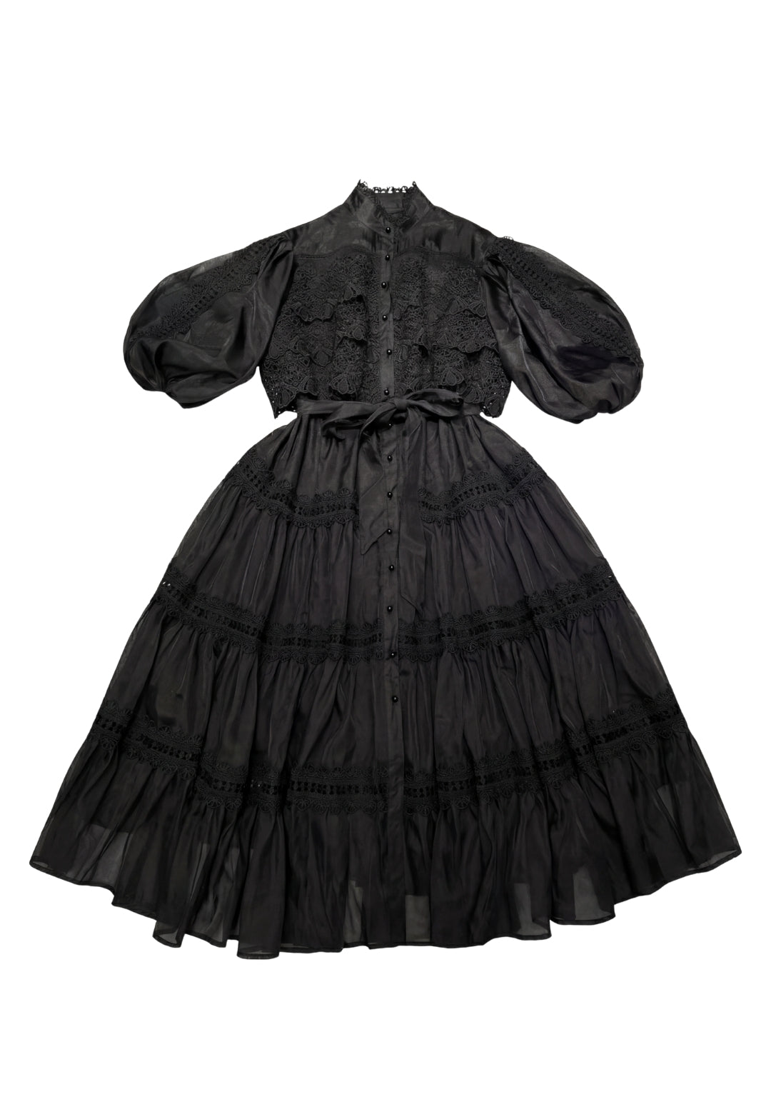 Tiered Puff-Sleeve Dress