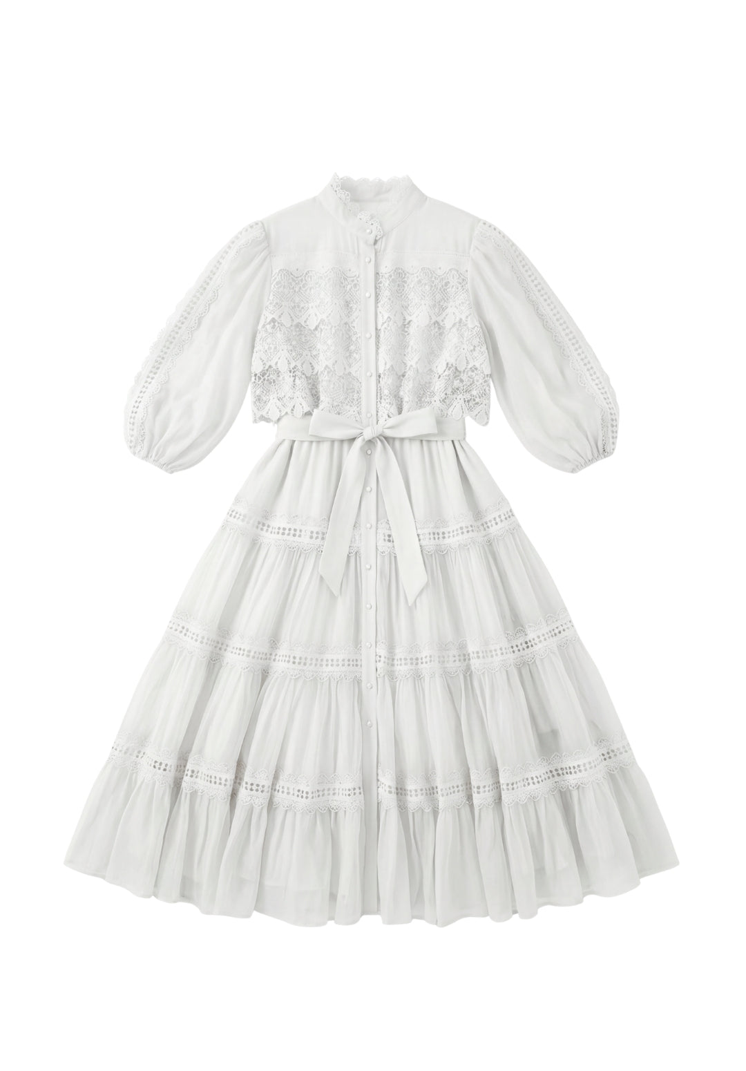 Tiered Puff-Sleeve Dress