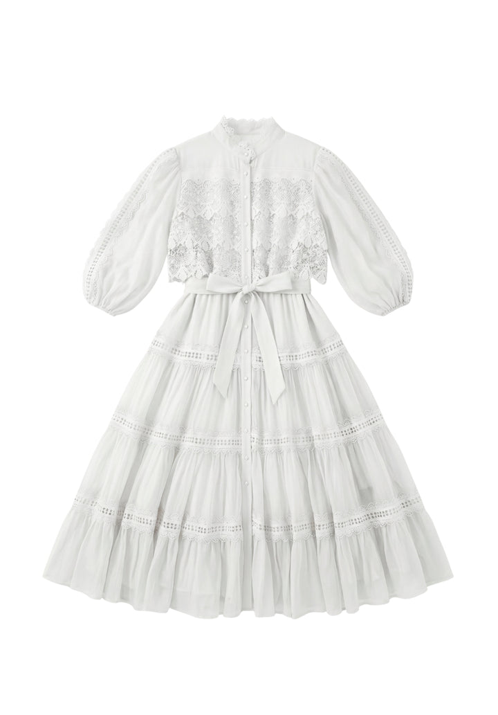 Tiered Puff-Sleeve Dress
