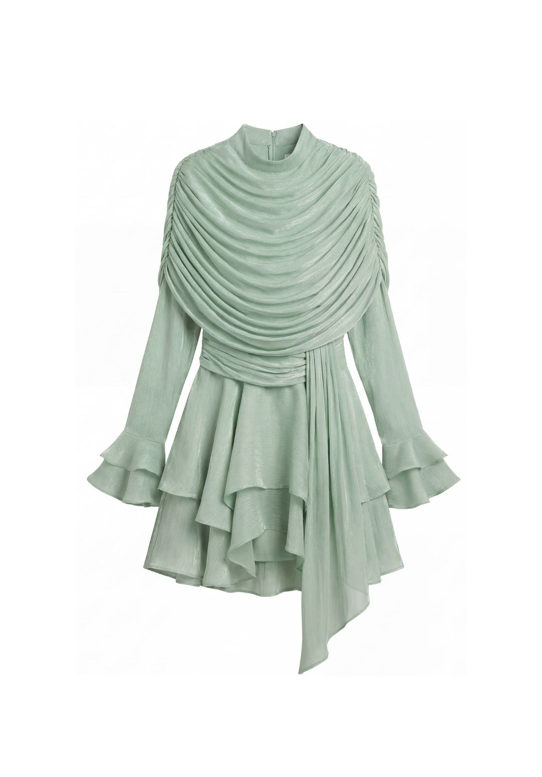 Tiered Ruffle-Cuff Dress