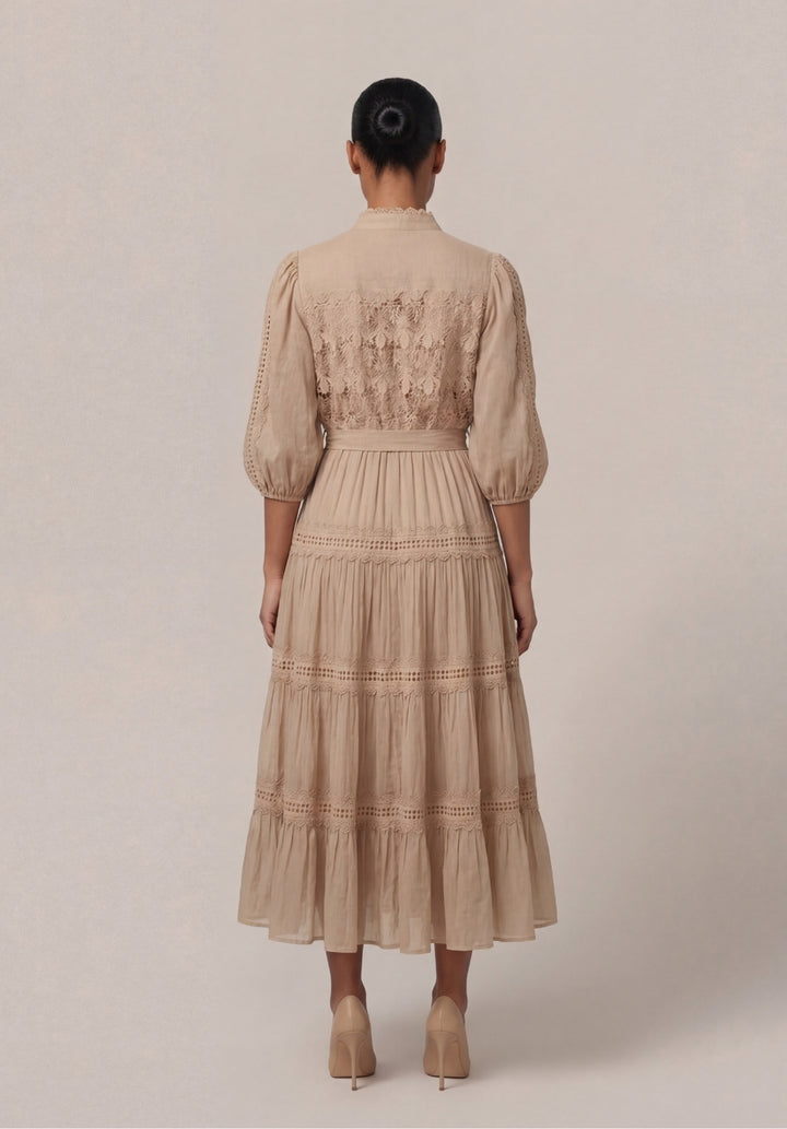 Tiered Puff-Sleeve Dress