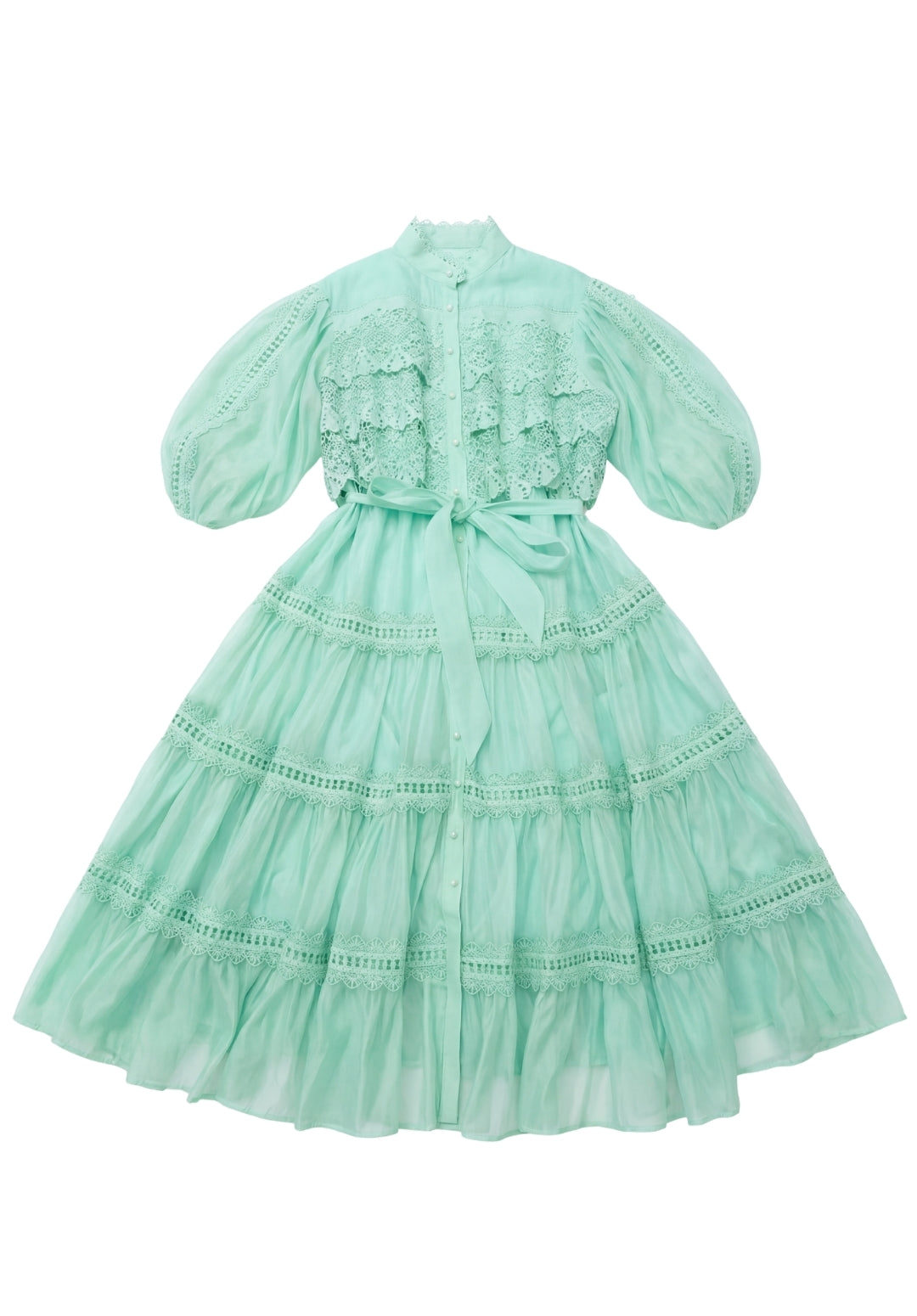 Tiered Puff-Sleeve Dress