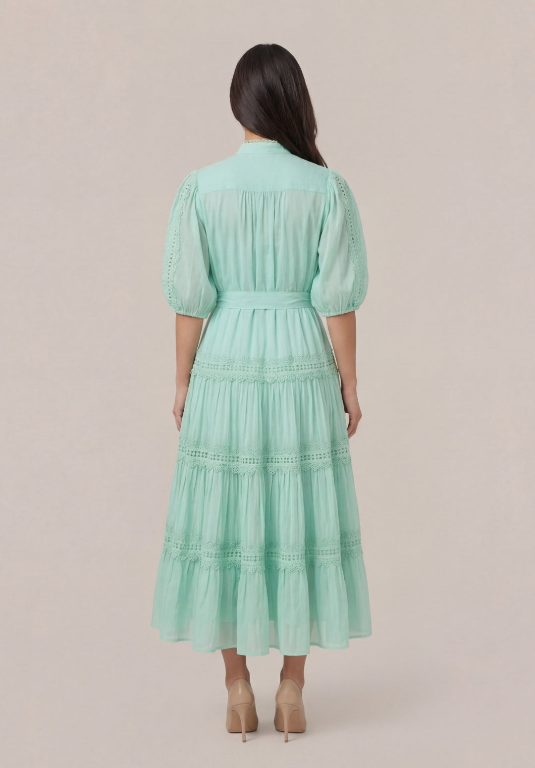 Tiered Puff-Sleeve Dress