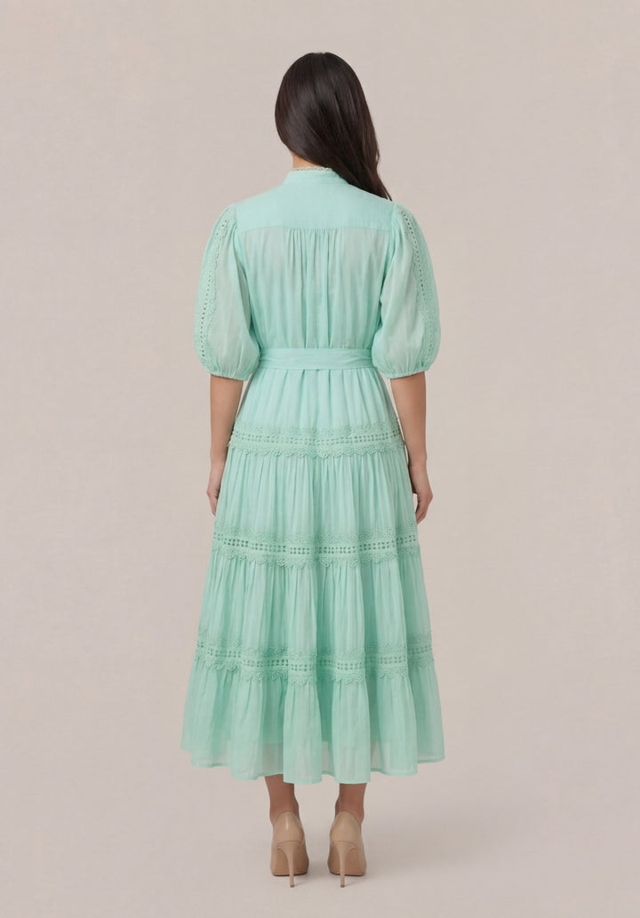 Tiered Puff-Sleeve Dress