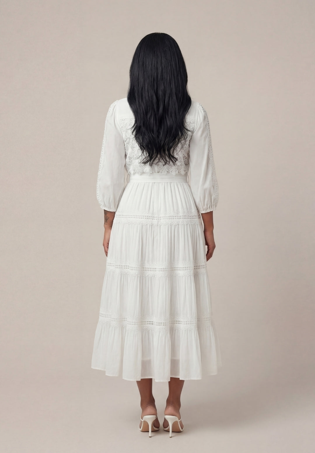 Tiered Puff-Sleeve Dress