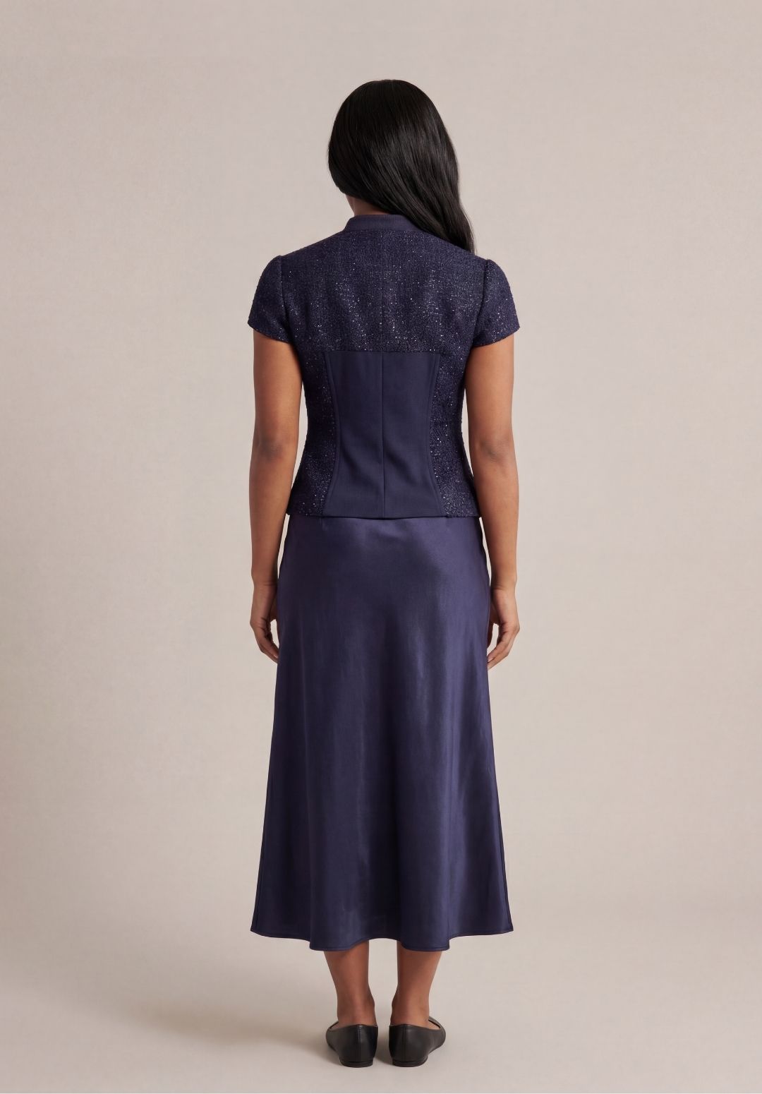 Tweed &amp; Satin Peplum Set