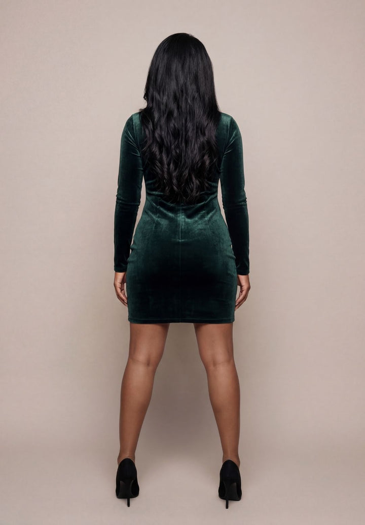 Velvet Mock-Neck Sculpting Dress