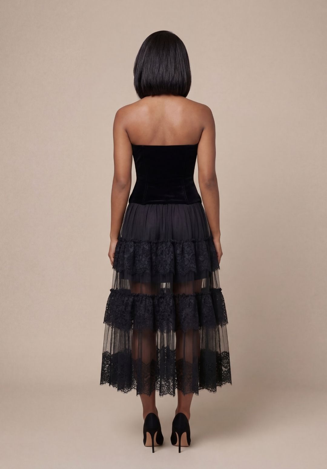 Velvet &amp; Lace Sculpting Corset Dress